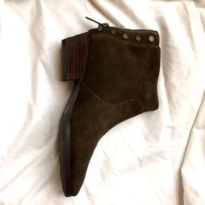 Dark Olive Green Ankle Boots w/ Back Zipper